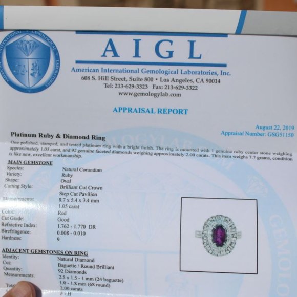 Certified Mozambique Ruby 1.05ct Diamonds Pla Ring - Picture 8 of 9